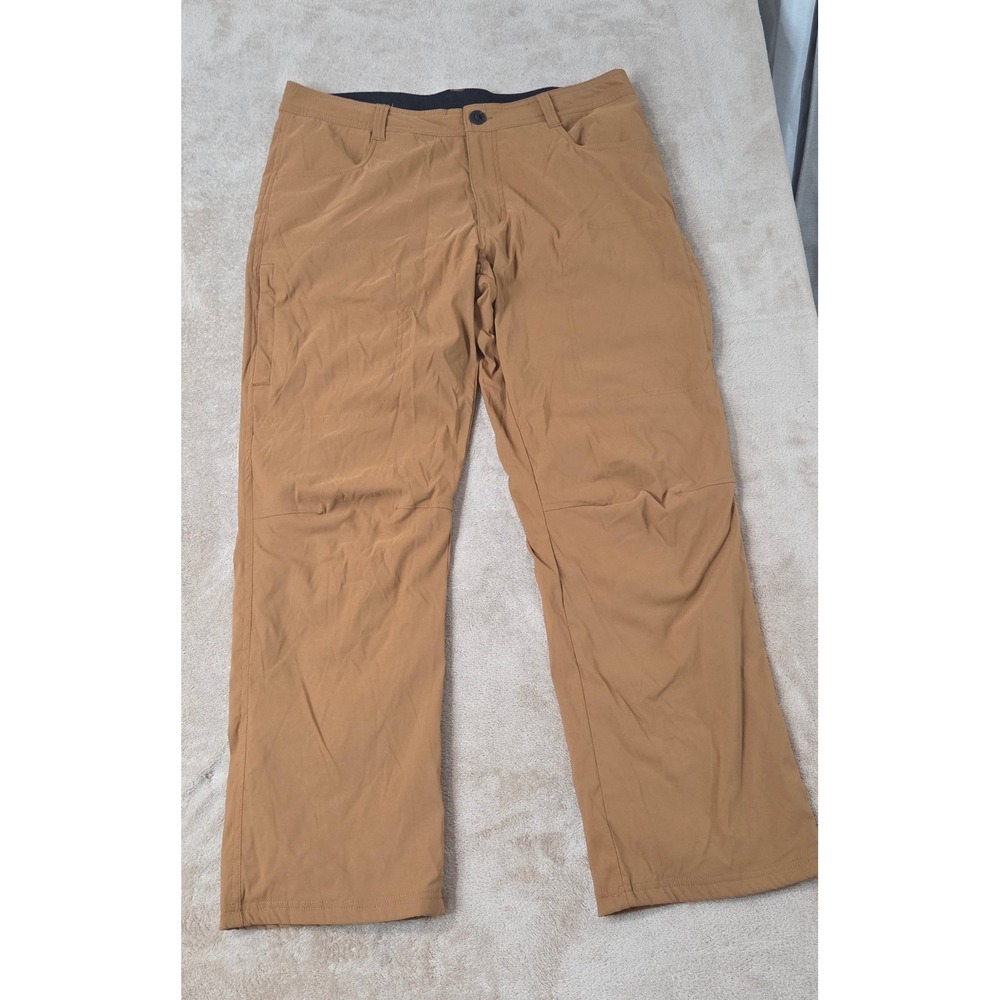 Orvis Fleece Lined Pants Mens 36x30 Tan Nylon Stretch Winter Hiking Pants